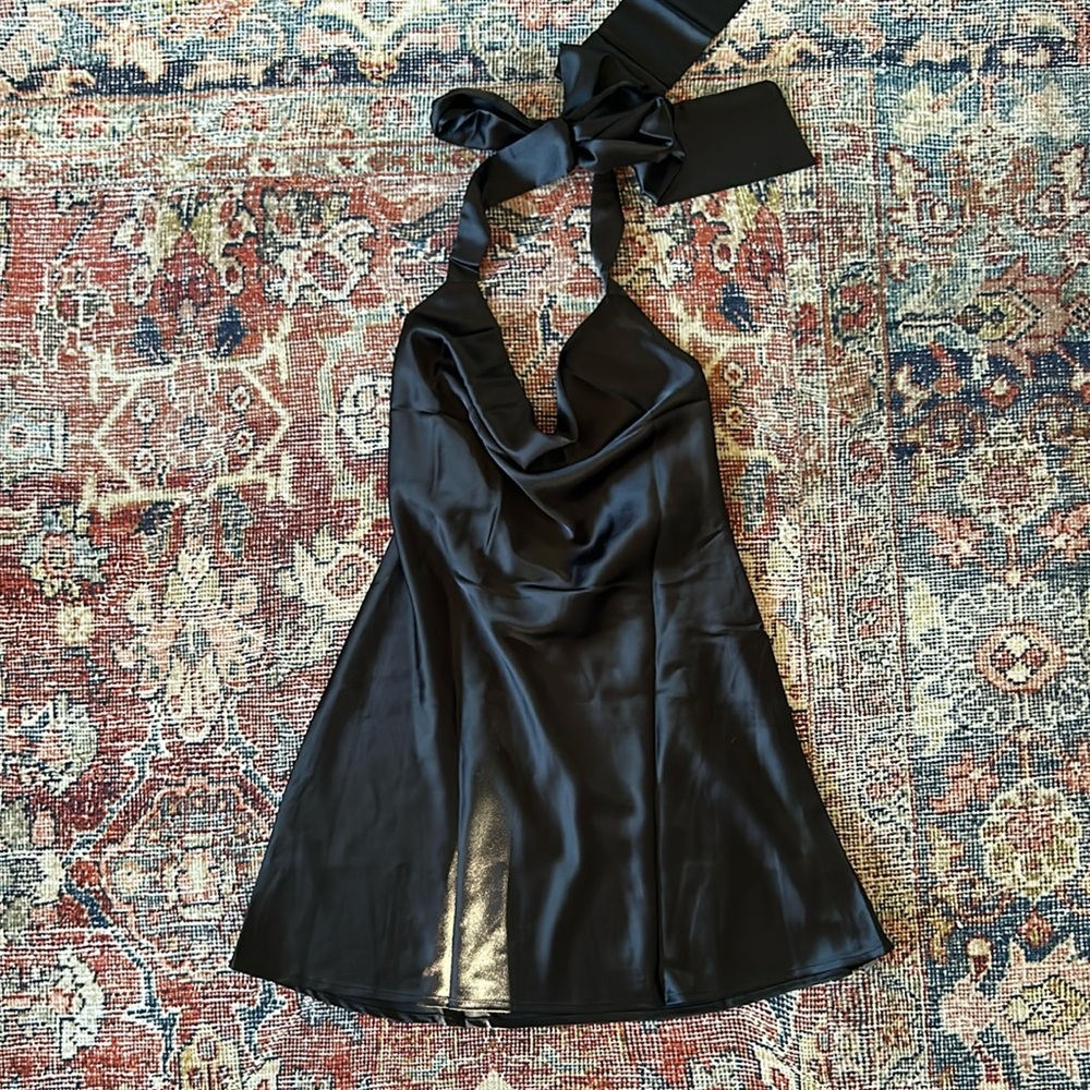 Black Halterneck Slip On Dress